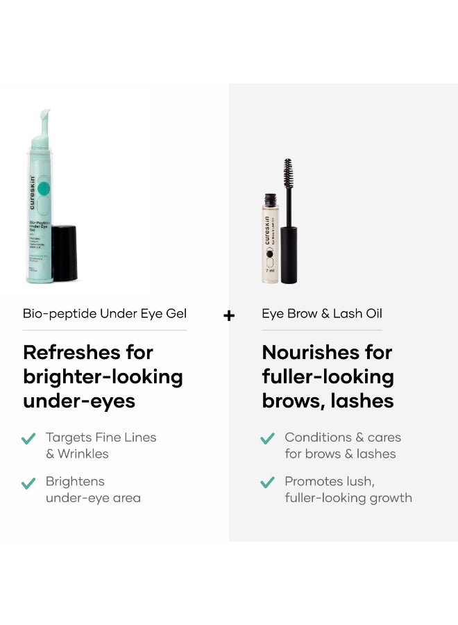 Cureskin Eye Care Combo | Eye Brow & Lash Oil | Bio-Peptide Under Eye Gel to Reduce Dark Circles | Eyelash Growth Serum | Under Eye Cream for Dark Circles for Women and Men | Lash Serum for Eyelash Growth - Image 2